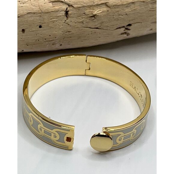 Halcyon Days Chain Cream & Gold Hinged Bangle - Picture 12 of 16